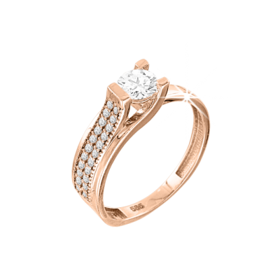 Damenring aus Rotgold 585 mit Zirkonia