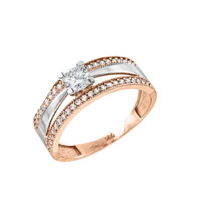 Damenring aus Rotgold 585 mit Zirkonia