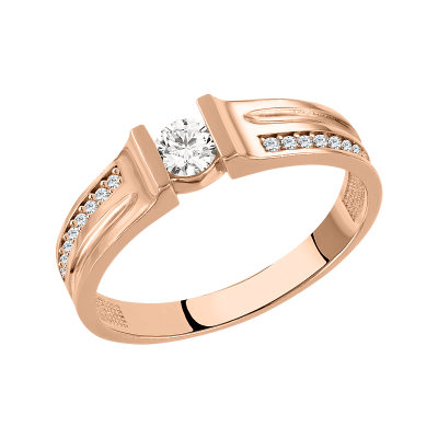 Damenring aus Rotgold 585 mit Zirkonia