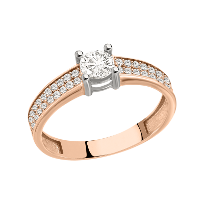 Damenring aus Rotgold 585 mit Zirkonia