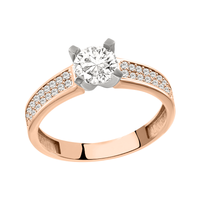 Damenring aus Rotgold 585 mit Zirkonia