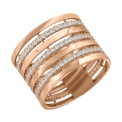 Damenring aus Rotgold 585 mit Zirkonia