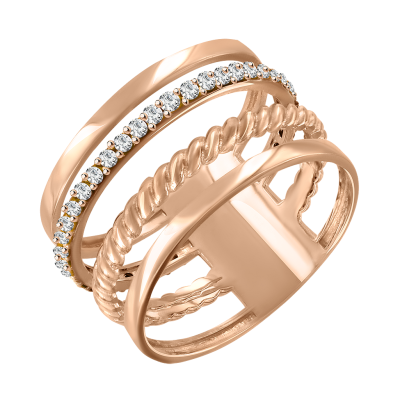 Damenring aus Rotgold 585 mit Zirkonia