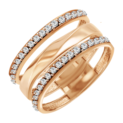 Damenring aus Rotgold 585 mit Zirkonia