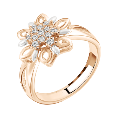 Damenring aus Rotgold 585 mit Zirkonia