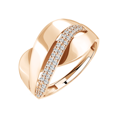 Damenring aus Rotgold 585 mit Zirkonia
