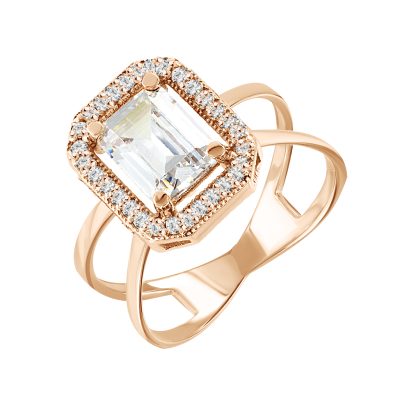 Damenring aus Rotgold 585 mit Zirkonia