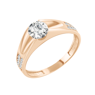 Damenring aus Rotgold 585 mit Zirkonia