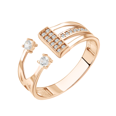 Damenring aus Rotgold 585 mit Zirkonia