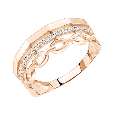 Damenring aus Rotgold 585 mit Zirkonia