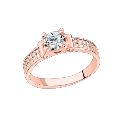 Damenring aus Rotgold 585 mit Zirkonia