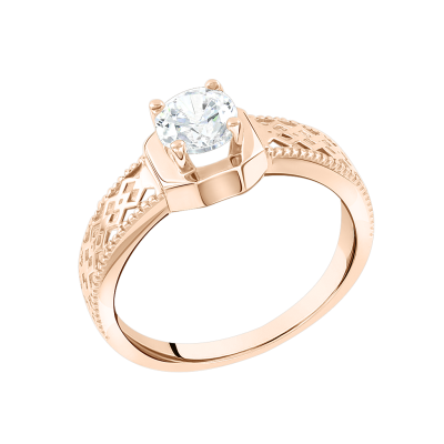 Damenring aus Rotgold 585 mit Zirkonia