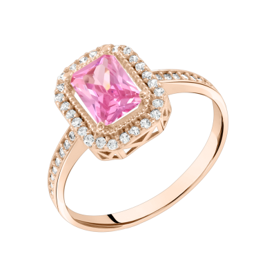Damenring aus Rotgold 585 mit Zirkonia