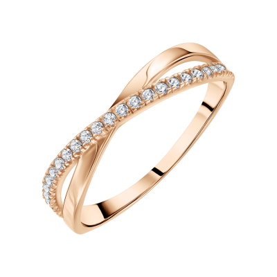 Damenring aus Rotgold 585 mit Zirkonia