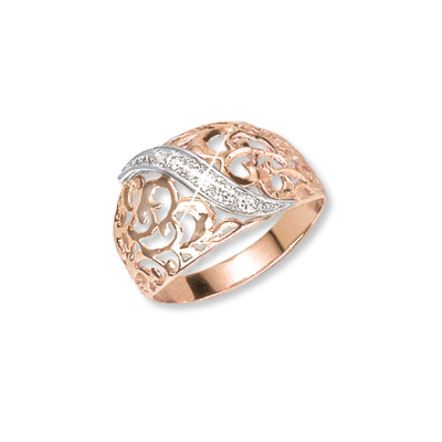 Damenring aus Rotgold 585 mit Zirkonia
