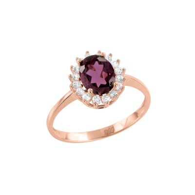 Damenring aus Rotgold 585 mit Zirkonia