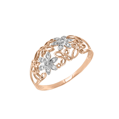 Damenring aus Rotgold 585 mit Zirkonia
