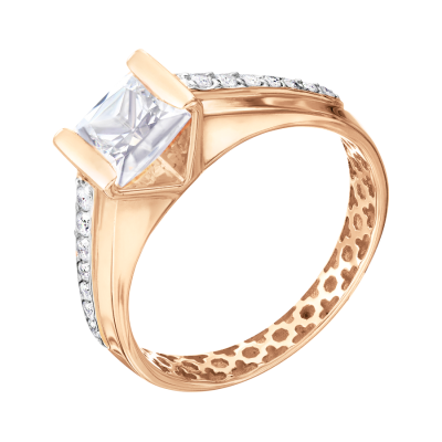 Damenring aus Rotgold 585 mit Zirkonia