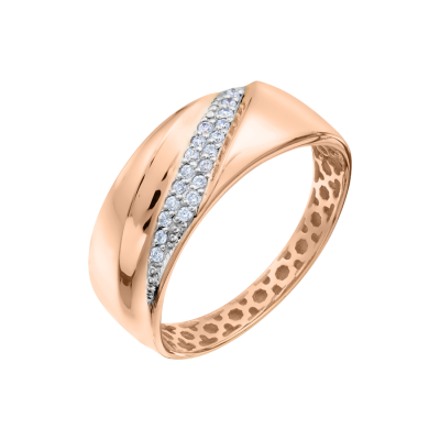 Damenring aus Rotgold 585 mit Zirkonia