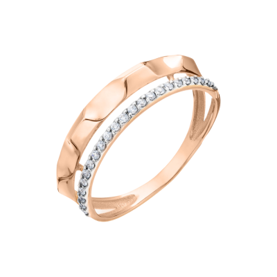Damenring aus Rotgold 585 mit Zirkonia