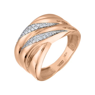 Damenring aus Rotgold 585 mit Zirkonia