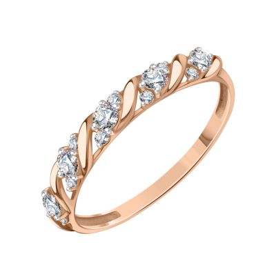 Damenring aus Rotgold 585 mit Zirkonia