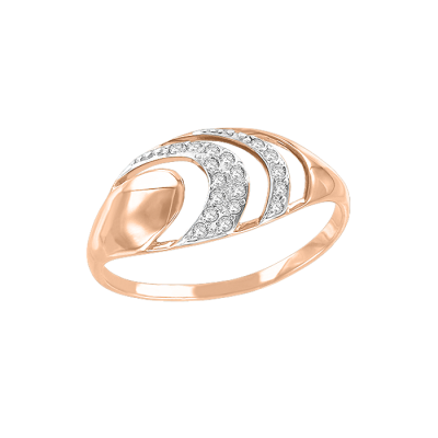 Damenring aus Rotgold 585 mit Zirkonia
