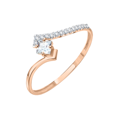 Damenring aus Rotgold 585 mit Zirkonia