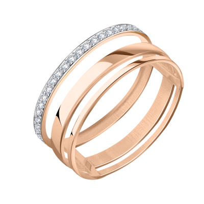 Damenring aus Rotgold 585 mit Zirkonia