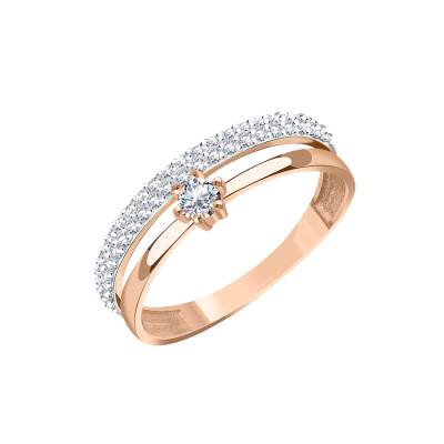 Damenring aus Rotgold 585 mit Zirkonia