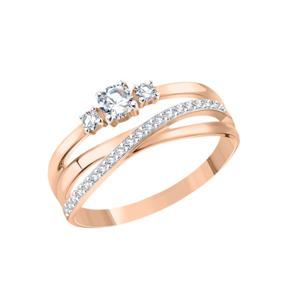 Damenring aus Rotgold 585 mit Zirkonia