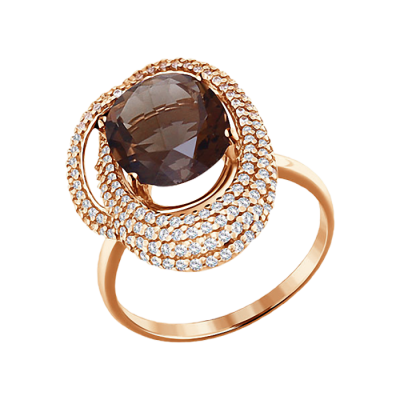 Rotgold 585 Damenring mit Zirkonia