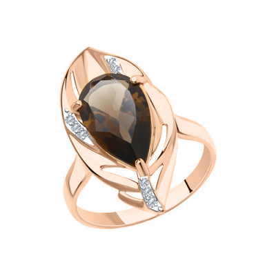 Rotgold 585 Damenring mit Zirkonia