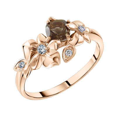 Rotgold 585 Damenring mit Zirkonia
