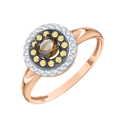Rotgold 585 Damenring mit Zirkonia