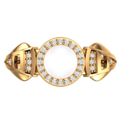 Damenring aus Rotgold 585 mit Zirkonia und Perle