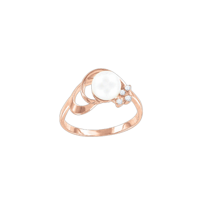 Damenring aus Rotgold 585 mit Zirkonia und Perle