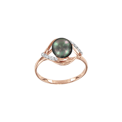 Damenring aus Rotgold 585 mit Zirkonia und Perle