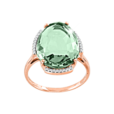 Damenring aus Rotgold 585 mit Zirkonia und Quarz