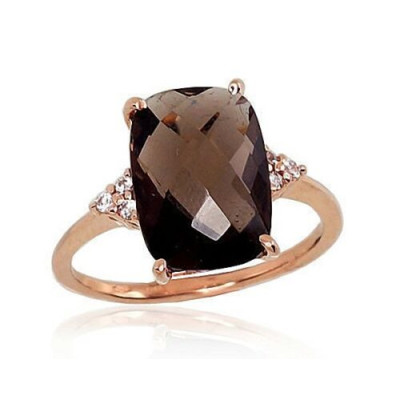 Damenring aus Rotgold 585 mit Zirkonia und Quarz