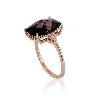Damenring aus Rotgold 585 mit Zirkonia und Quarz