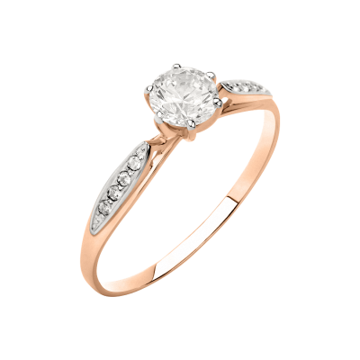 Damenring aus Rotgold 585 mit Zirkonia und Swarovski Kristall