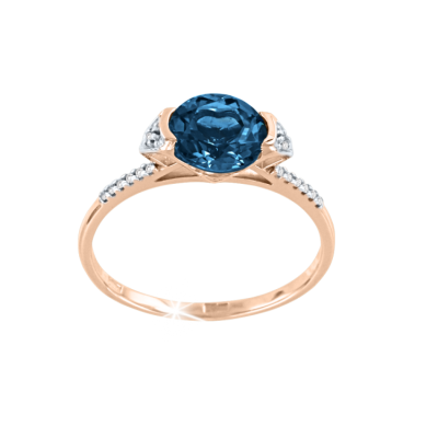 Rotgold 585 Damenring mit Zirkonia und Topas