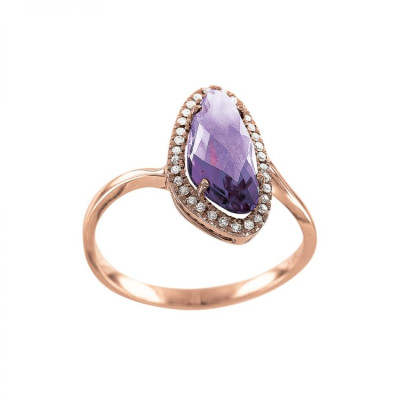 Damenring aus Rot/ Weißgold 585 mit Brillant und Amethyst
