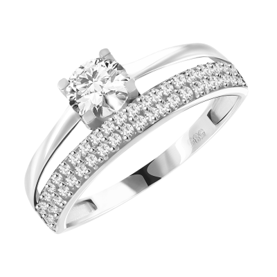Damenring aus Weißgold 585 mit Zirkonia