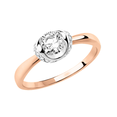 Damenring aus Rot/ Weißgold 585 mit Zirkonia