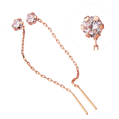 Durchzieher aus Rotgold 585 mit Zirkonia