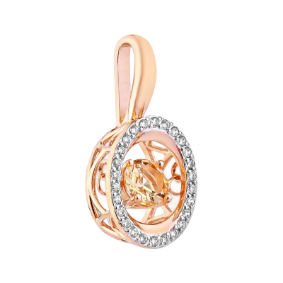 Goldanhänger aus Rotgold 585 mit Citrin und Zirkonia
