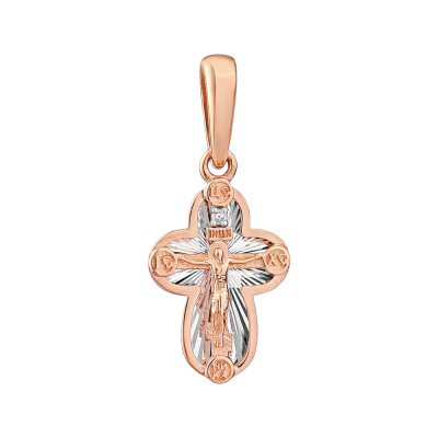 Kreuz Anhänger aus Rot/ Weißgold 585 mit Brillant