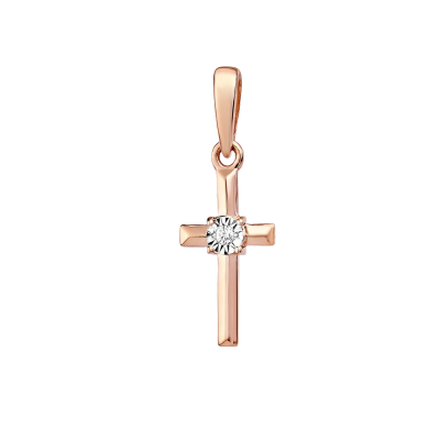 Kreuz Anhänger aus Rot/ Weißgold 585 mit Brillant